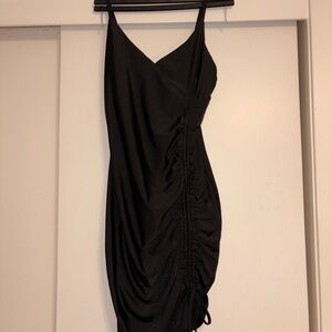 Elegant Black Ruched Dress